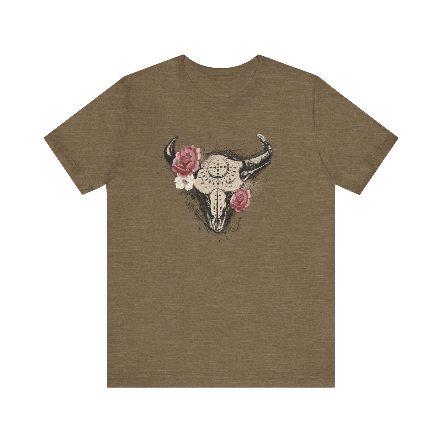 Vintage Floral Skull Unisex T-Shirt - Boho Chic Style for Casual Outings